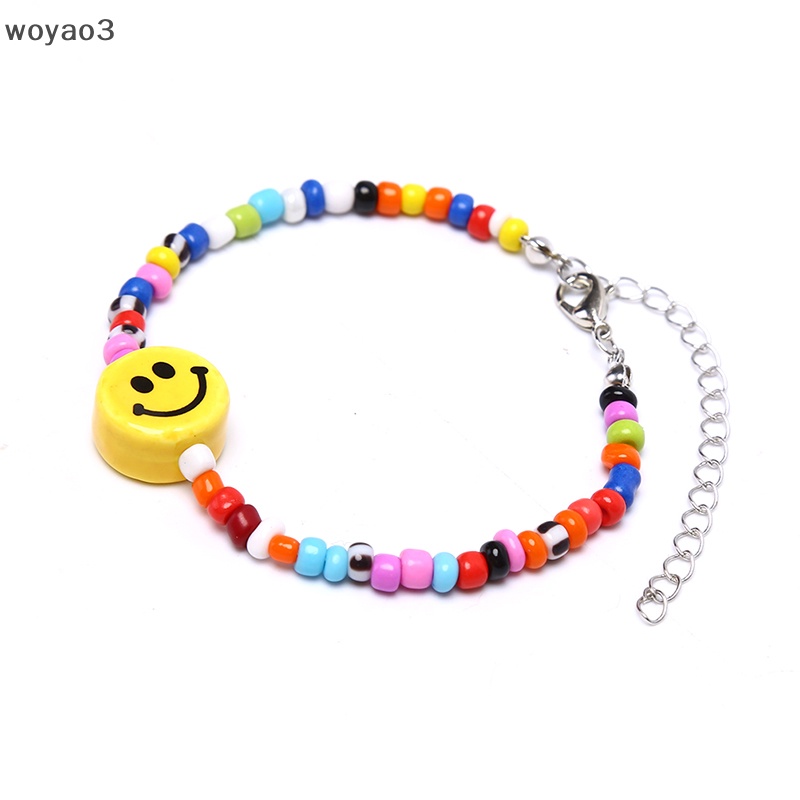 Vòng Tay Chuỗi Hạt Nhiều Màu Mặt Cười Phong Cách Boho Thời Trang Cho Nữ woyao3