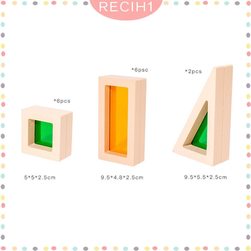 Bộ 25 Khối Gỗ Xây Dựng Hình Học Màu Cầu Vồng Dành Cho Trẻ Em 3-5 Tuổi