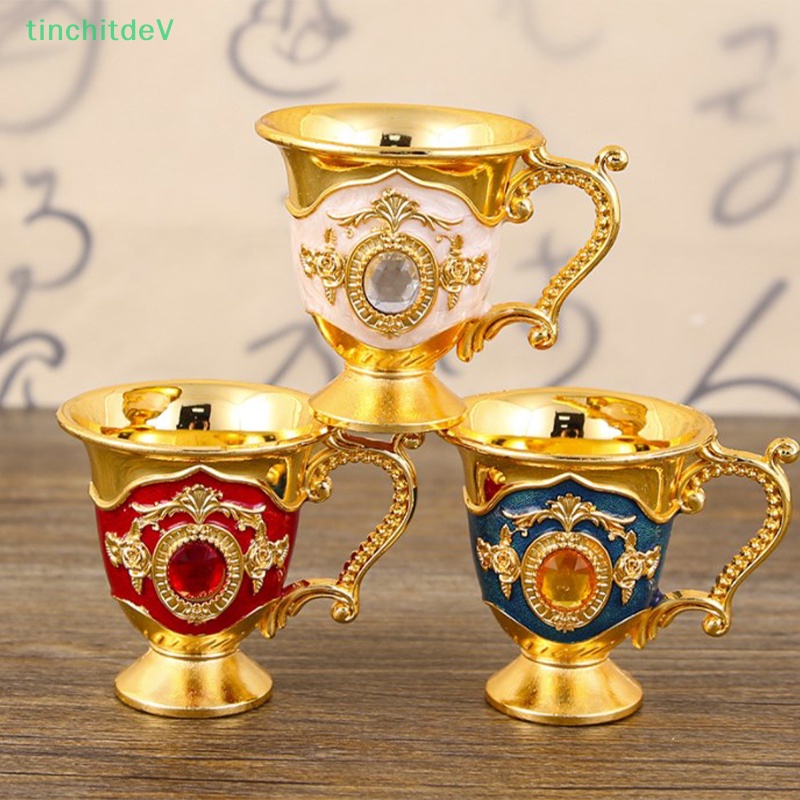 [TinchitdeV] Cốc Uống Trà / Cà Phê Mini Họa Tiết Hoa Đính Kim Cương Giả Lấp Lánh Retro Trang Trí Tách Trà tazas de te [Mới]