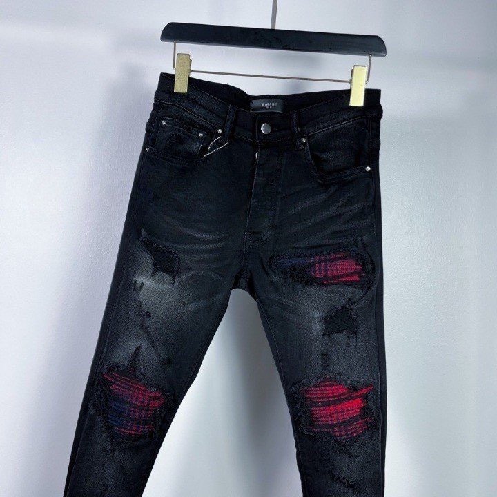 Quần jean nam AMIRI rách vá thêu mix vá đỏ dày đẹp chất lượng tốt như hình KN_LUXURY