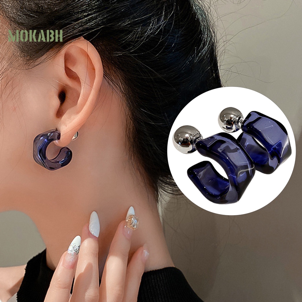 1 Đôi Bông Tai Nữ Hình Chữ C Không Phai Màu Chống Mồ Hôi Và Chống Rơi Vỡ Không Dị Ứng