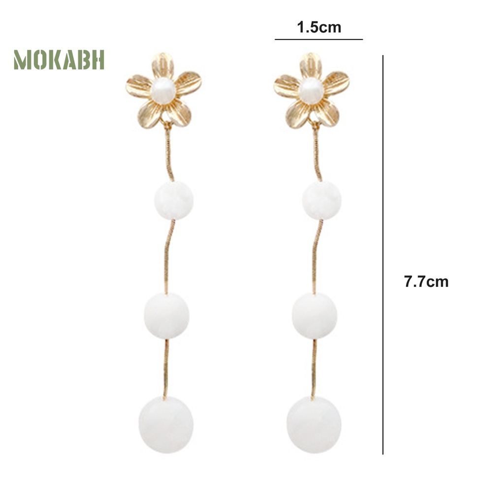 1 Đôi Bông Tai Hình Hoa Đính Ngọc Trai Nhân Tạo Thời Trang