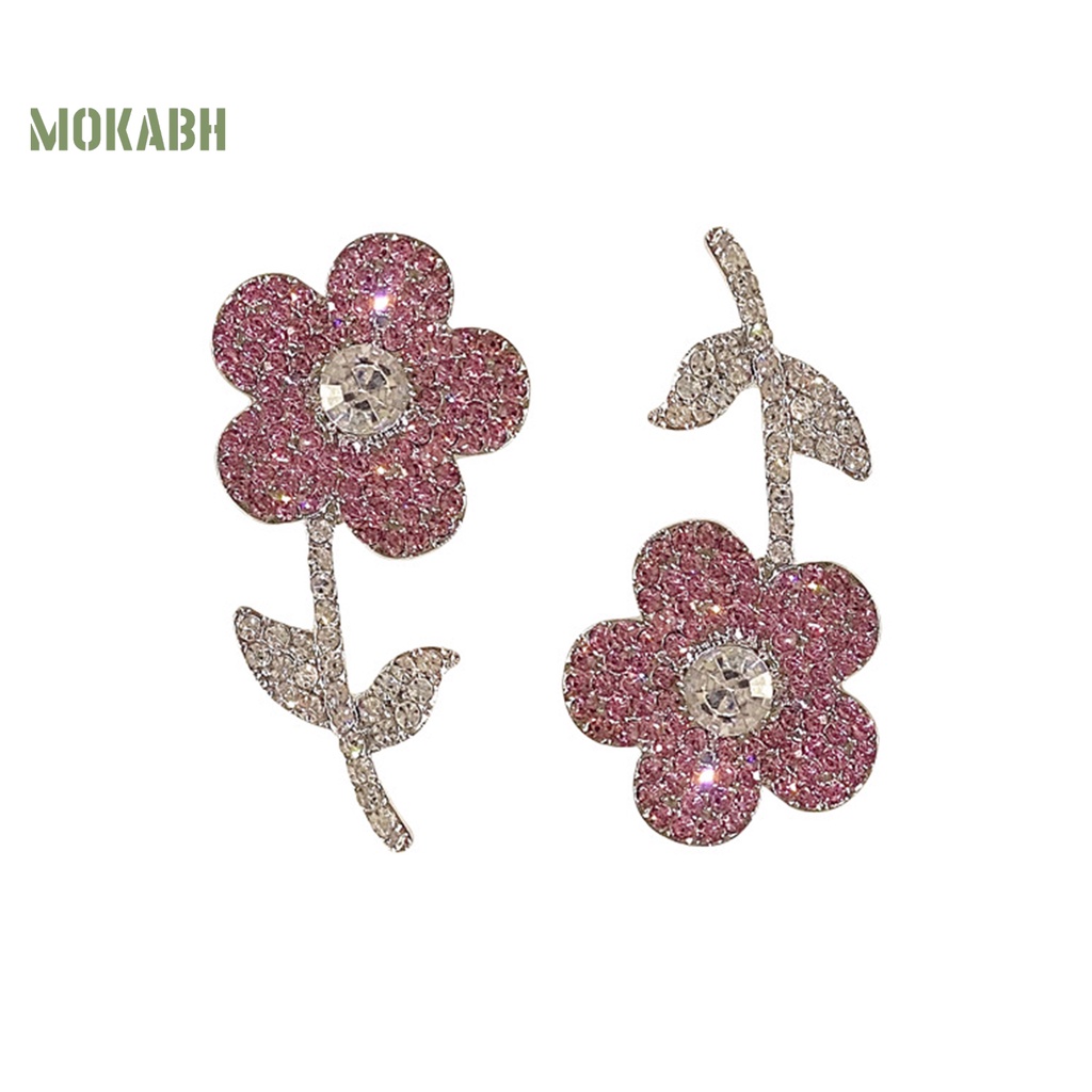 1 Đôi Bông Tai Hình Hoa Hồng Đính Đá Thời Trang Dành Cho Nữ