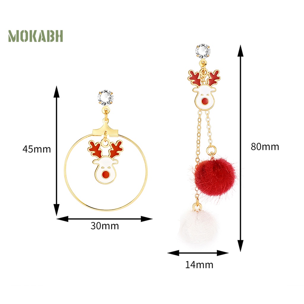 1 Đôi Khuyên Tai Hình Tuần Lộc Giáng Sinh Đính Đá Thời Trang