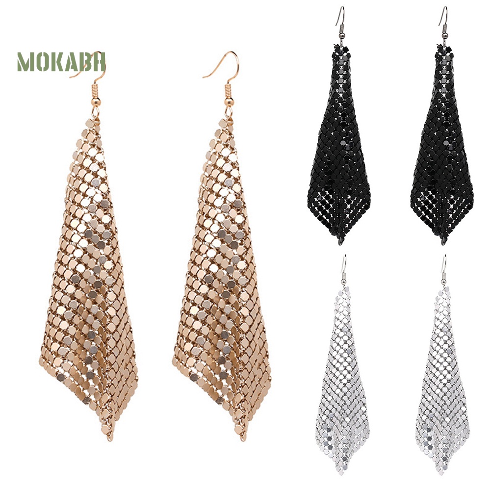 Bông Tai Hình Vuông Đính Kim Sa Tua Rua Thời Trang Cho Nữ