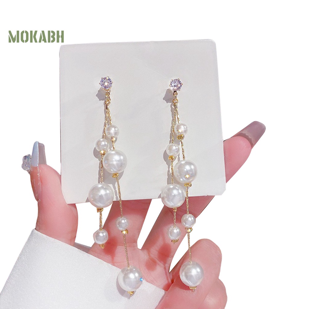 1 Đôi Bông Tai Hình Nơ / Trái Tim Đính Đá / Ngọc Trai Giả Phối Tua Rua Thời Trang