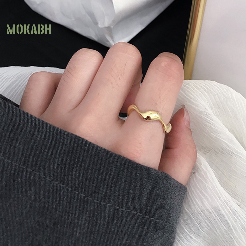 Nhẫn Đeo Ngón Tay Mạ Điện Màu Trơn Họa Tiết Hình Học Thời Trang