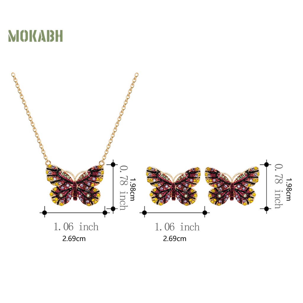 1 Bộ Khuyên Tai Dây Xích Mạ Điện Hình Bướm Sáng Bóng Quyến Rũ Cho Nữ