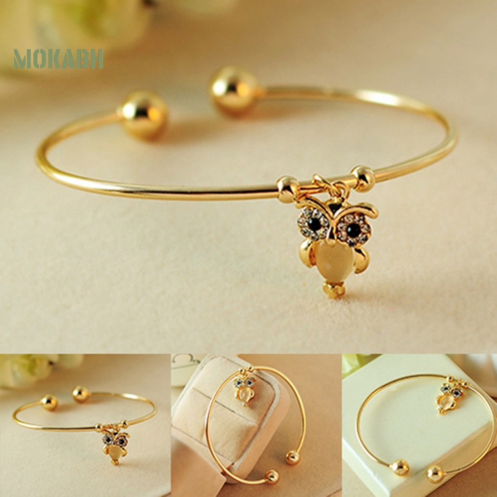 Vòng Tay HợP Kim DạNg Hở HìNh Cú MèO ĐíNh Đá ThờI Trang