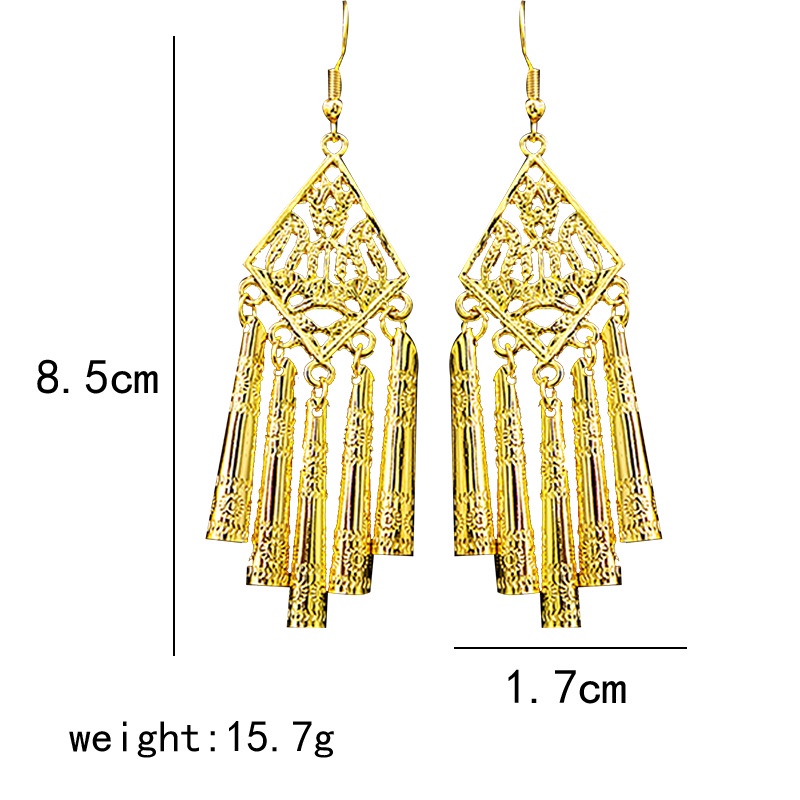 1 Cặp Bông Tai Tua Rua Hình Chim Công Phong Cách Bohemian