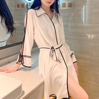 Đồ ngủ nữ-váy ngủ quây ren lưng mùa xuân và mùa hè-váy ngủ sơ mi voan