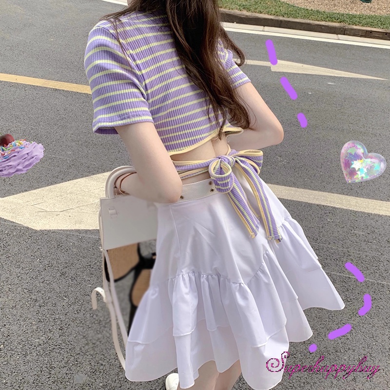 Áo Thun Croptop Tay Ngắn Cổ Tròn Dáng Ôm Thời Trang Cho Nữ