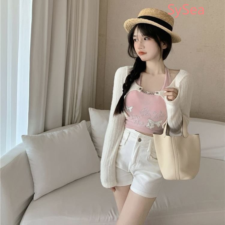 Bộ Áo Hai Dây + Áo Sơ Mi Thời Trang Mùa Hè Quyến Rũ Cho Nữ