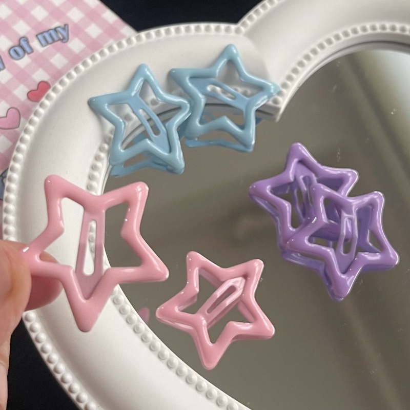 Set 2 Kẹp Tóc Nhỏ Bằng Kim Loại Hình Ngôi Sao Cho Nữ