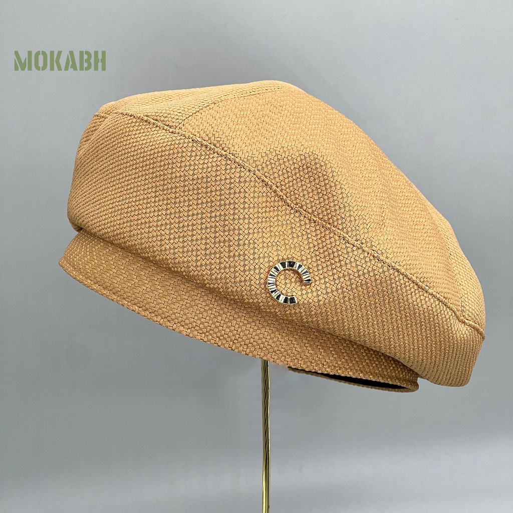 [Mok Abh] Mũ Beret Dệt Kim Polyester Không Vành Dễ Phối Đồ Thời Trang Thường Ngày Cho Nữ
