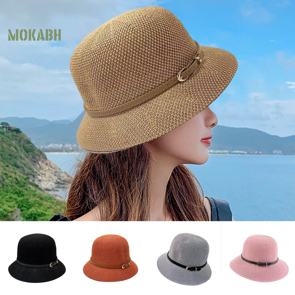 Nón Cối Giả Da Thoáng Khí Có Khóa Cài Thời Trang Mùa Hè Cho Nữ