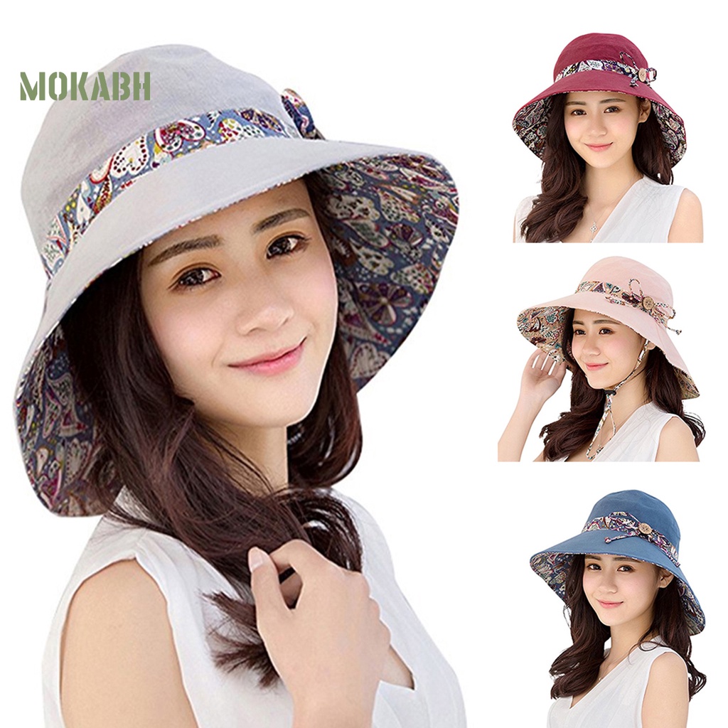 [Mok Abh] Mũ Cotton Thoáng Khí Có Thể Gấp Lại Được Dùng Cho Mùa Hè