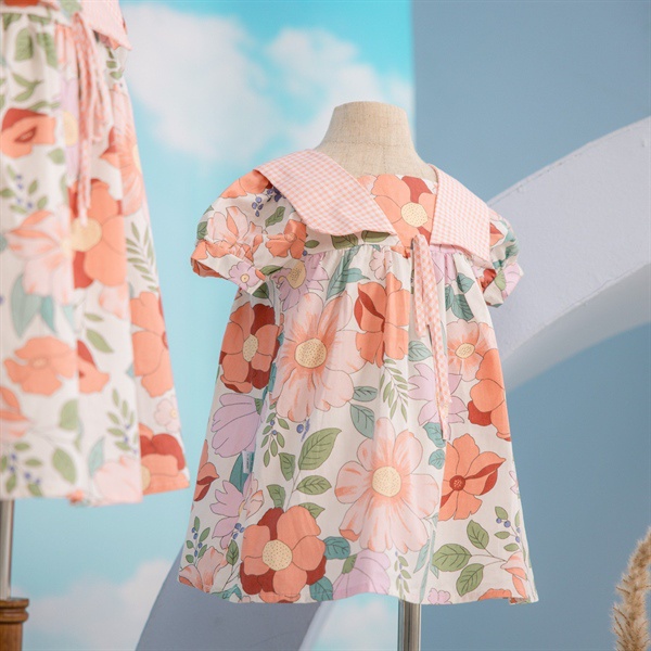 Váy babydoll 5156 phối cổ kẻ