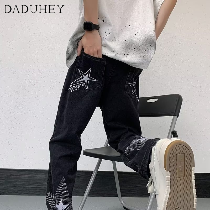 DaDuHey 2023 New High Street Loose Jeans Men's American-Style Retro Fashionable All-Match Washed Straight Casual Pants