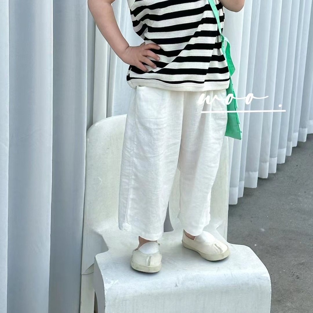 Quần Dài Vải Lanh Cotton Mỏng Chống Muỗi Phong Cách Hàn Quốc Thời Trang Xuân Hè Cho Bé