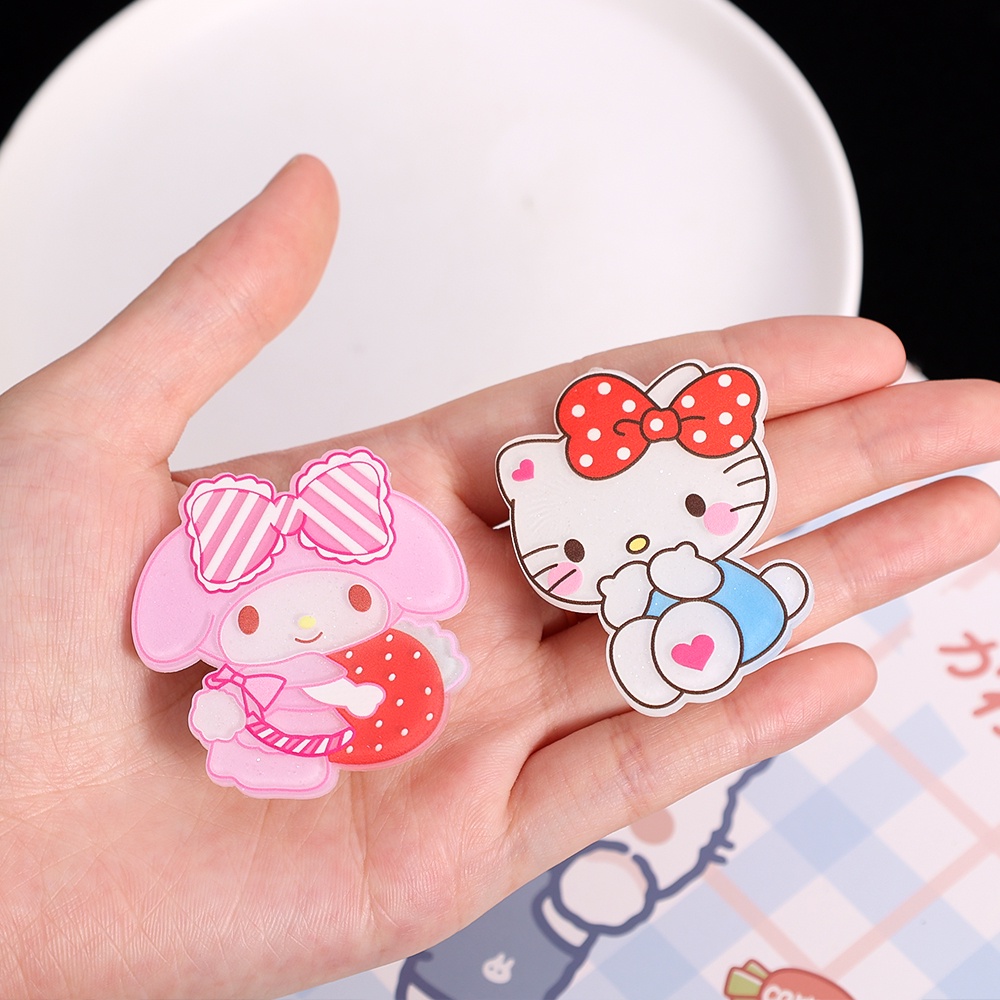 SANRIO Kẹp Tóc Hình Chú Vịt / Melody / Hello Kitty Bằng Acrylic Màu Dạ Quang Dễ Thương Cho Bé Gái Y2k
