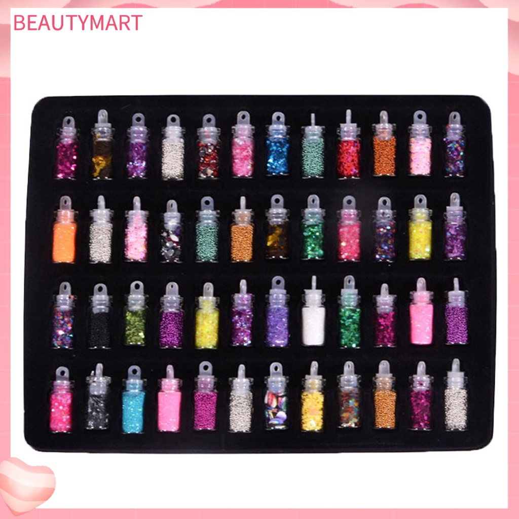 Set 48 Hạt Kim Sa Tráng Gương Nhiều Màu Lấp Lánh Trang Trí Móng Nghệ Thuật