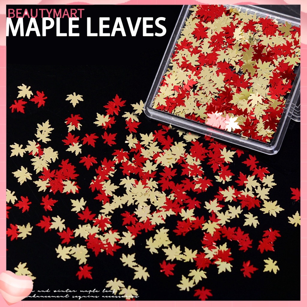 1 Hộp Kim Tuyến Lá Phong Mini Siêu Mỏng Nhiều Màu Sắc Lấp Lánh Trang Trí Móng Tay Nghệ Thuật DIY