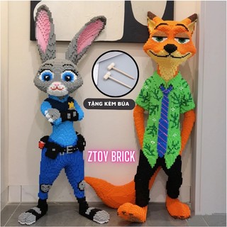 Lego khứa áo xanh 43cm cảnh sát cáo nick và thỏ zootopia judy cỡ lớn size to 42cm đồ chơi xếp hình 3d siêu đẹp Tặng Búa