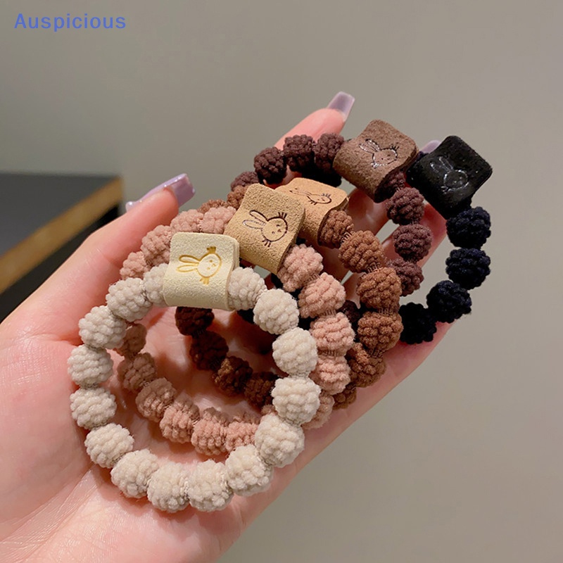 Bộ 5 Dây Buộc Tóc Cao Su Co Giãn Hình Thỏ Phong Cách Hàn Quốc Đơn Giản Cho Nữ