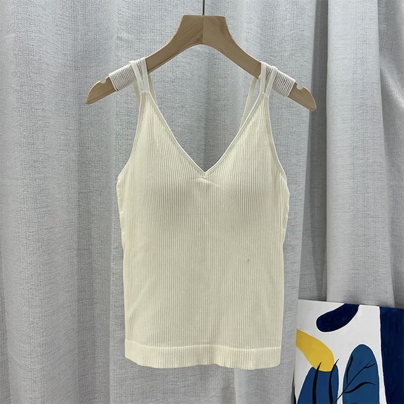 Áo Hai Dây Ôm Dáng Mẫu Mới 2023 Kẻ Sọc Có Đệm Ngực Đẹp Mắt Phù Hợp Với Nữ