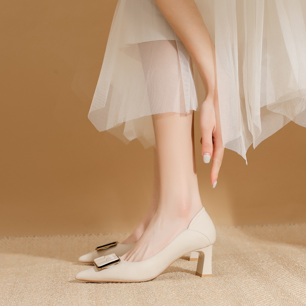 Giày Cao Gót Da Mềm Mũi Nhọn Phong Cách Hàn Quốc Cho Nữ