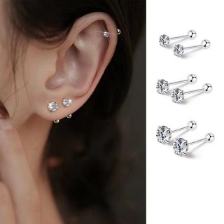  Khuyên Tai Xoắn Ốc S925 Đính Đá Zircon Lấp Lánh Phong Cách Mới Dễ Phối Đồ 