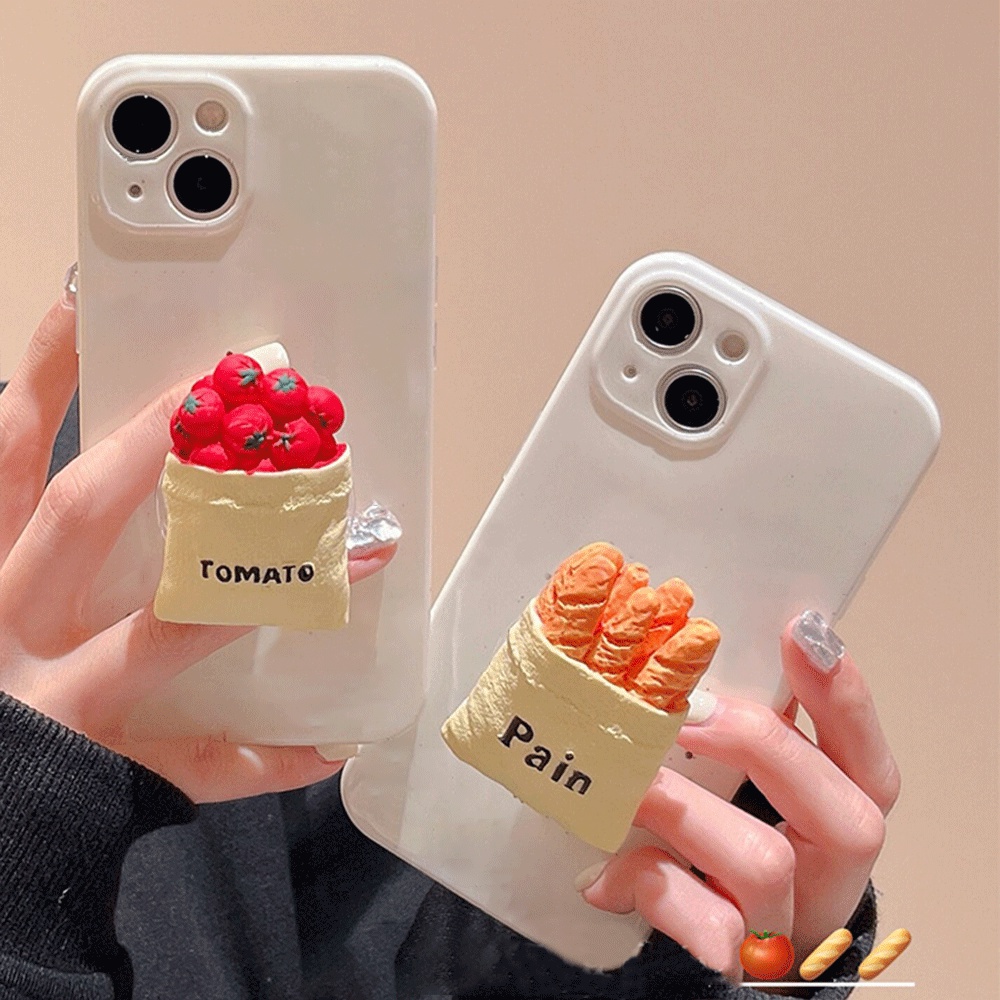 Ốp Điện Thoại TPU Mềm Bo Viền Hình Quả Cà Chua 3D Màu Trắng Bóng Chống Bẩn Cho IPhone 14 Pro Max 12 11 Pro Max