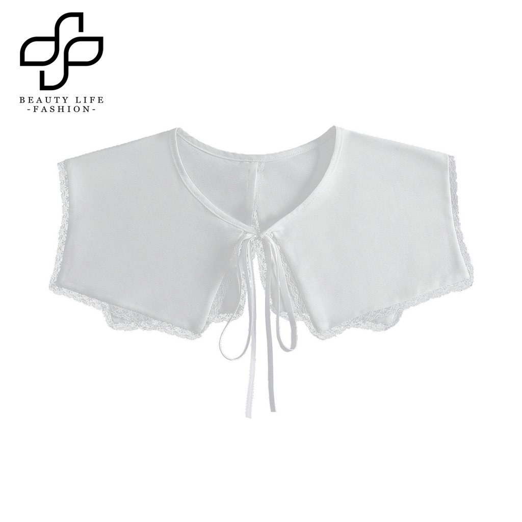 Cổ Áo Sơ Mi Cotton Màu Trơn Cột Dây Có Thể Tháo Rời Thời Trang Cho Nữ