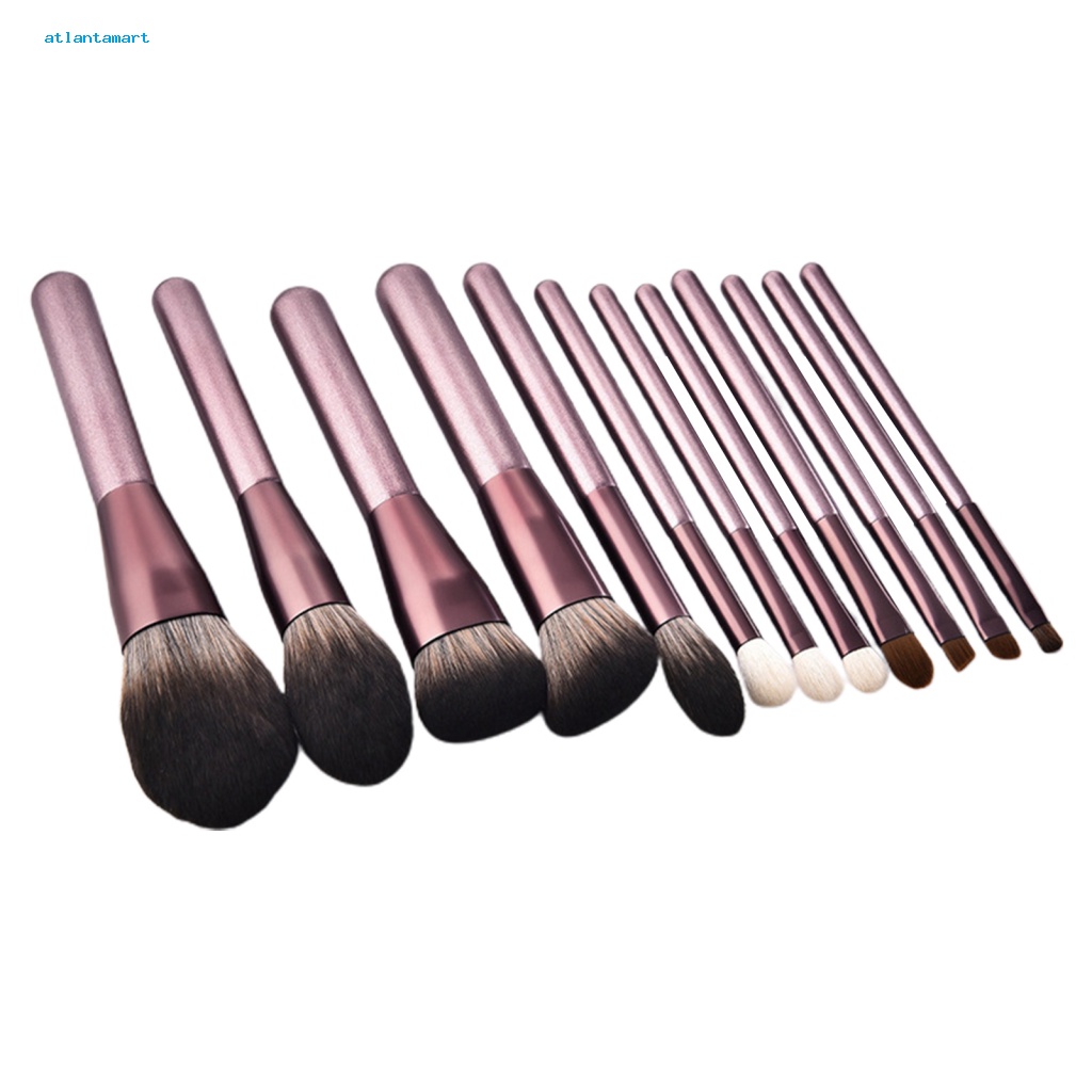 Túi Đựng Đồ Dùng Cao Cấp Tiện Dụng| Set 12 Cọ Trang Điểm Tay Cầm Bằng Gỗ Cho Nữ