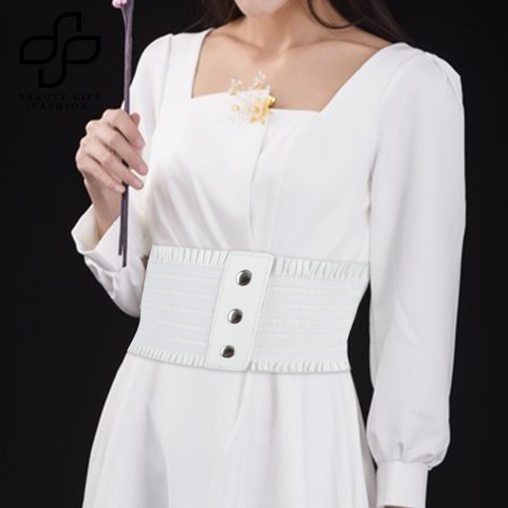 Thắt Lưng Bản Rộng Màu Trơn Co Giãn Tốt Thời Trang Dự Tiệc Cho Nữ