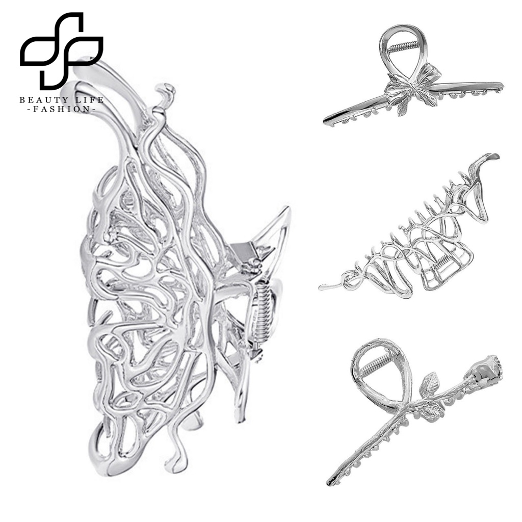 Kẹp Tóc Càng Cua Chống Trượt Thắt Nơ Màu Trơn Phong Cách Punk Thời Trang Dành Cho Nữ