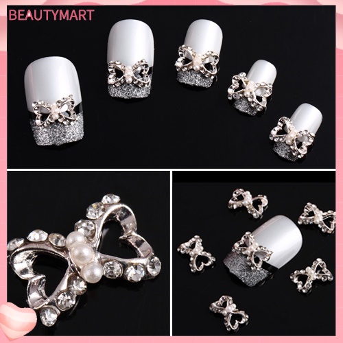 Bộ 10 Miếng Dán Trang Trí Móng Tay Hình Nơ Đính Đá Lấp Lánh DIY