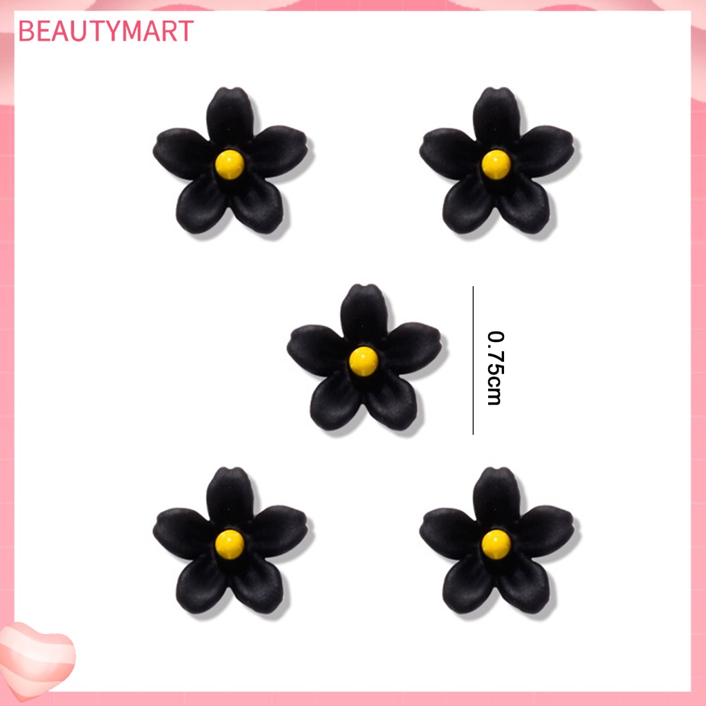 Bộ 5 Phụ Kiện Trang Trí Móng Tay Hình Hoa 3D Bằng Hợp Kim Đa Năng Quyến Rũ Dành Cho Nữ