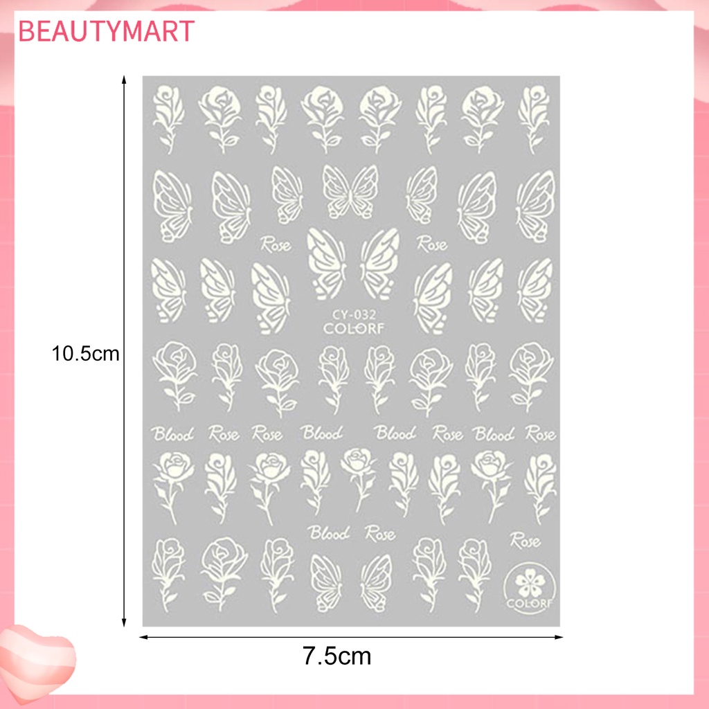 [beautymart] Miếng Dán Móng Tay Hiệu Ứng Dạ Quang Phát Sáng Trong Bóng Tối Hình Bướm Và Ngọn Lửa