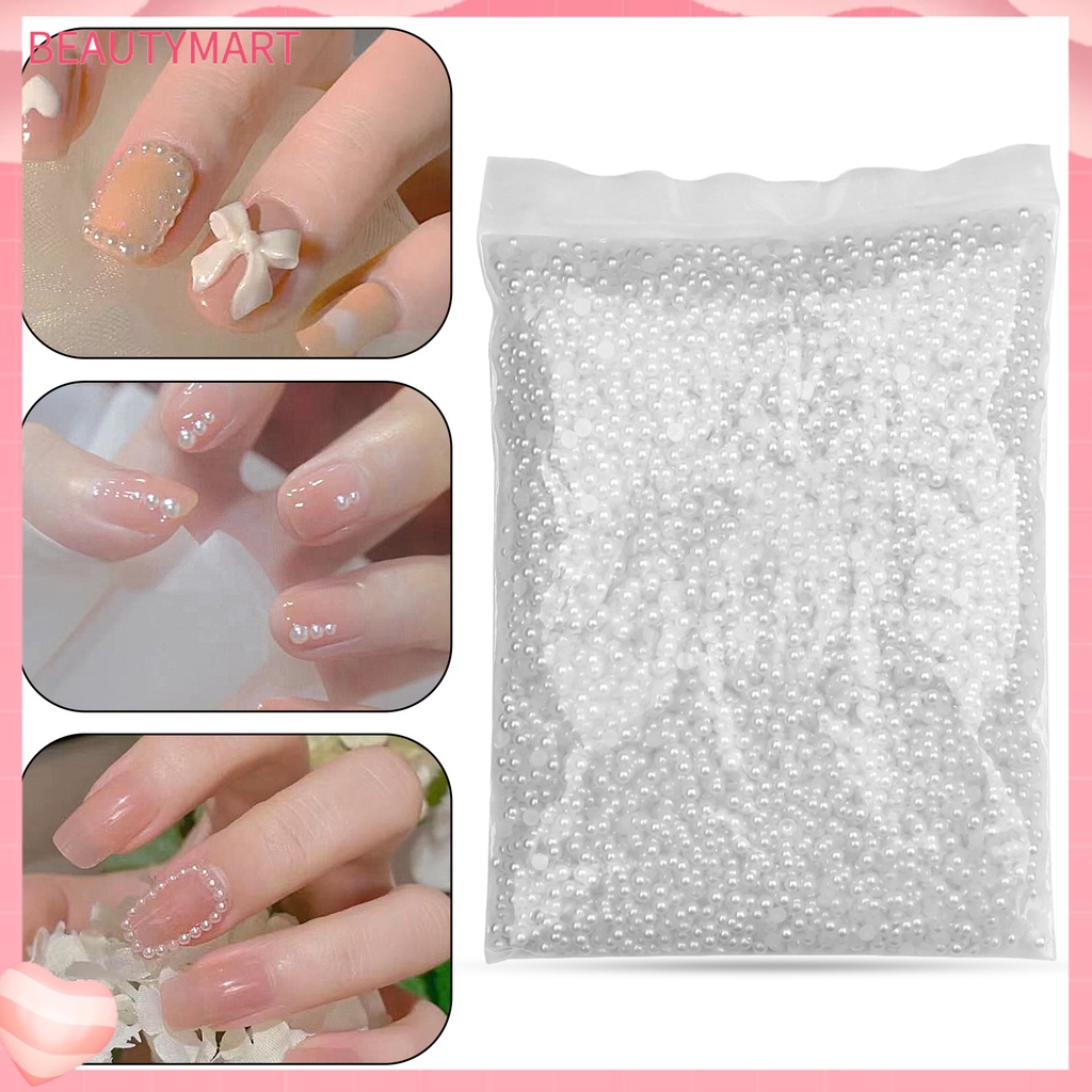 1 Túi Hạt Ngọc Trai Giả Mini Trang Trí Móng Tay Nghệ Thuật Ba Chiều