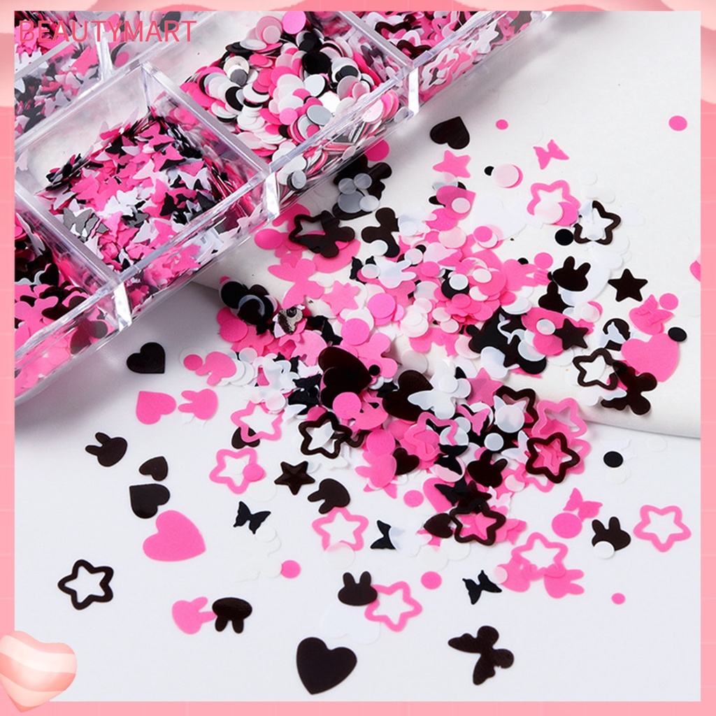 1 Hộp 1 Hộp Kim Tuyến Tròn / Bướm / Ngôi Sao / Trái Tim Trang Trí Móng Tay Nghệ Thuật