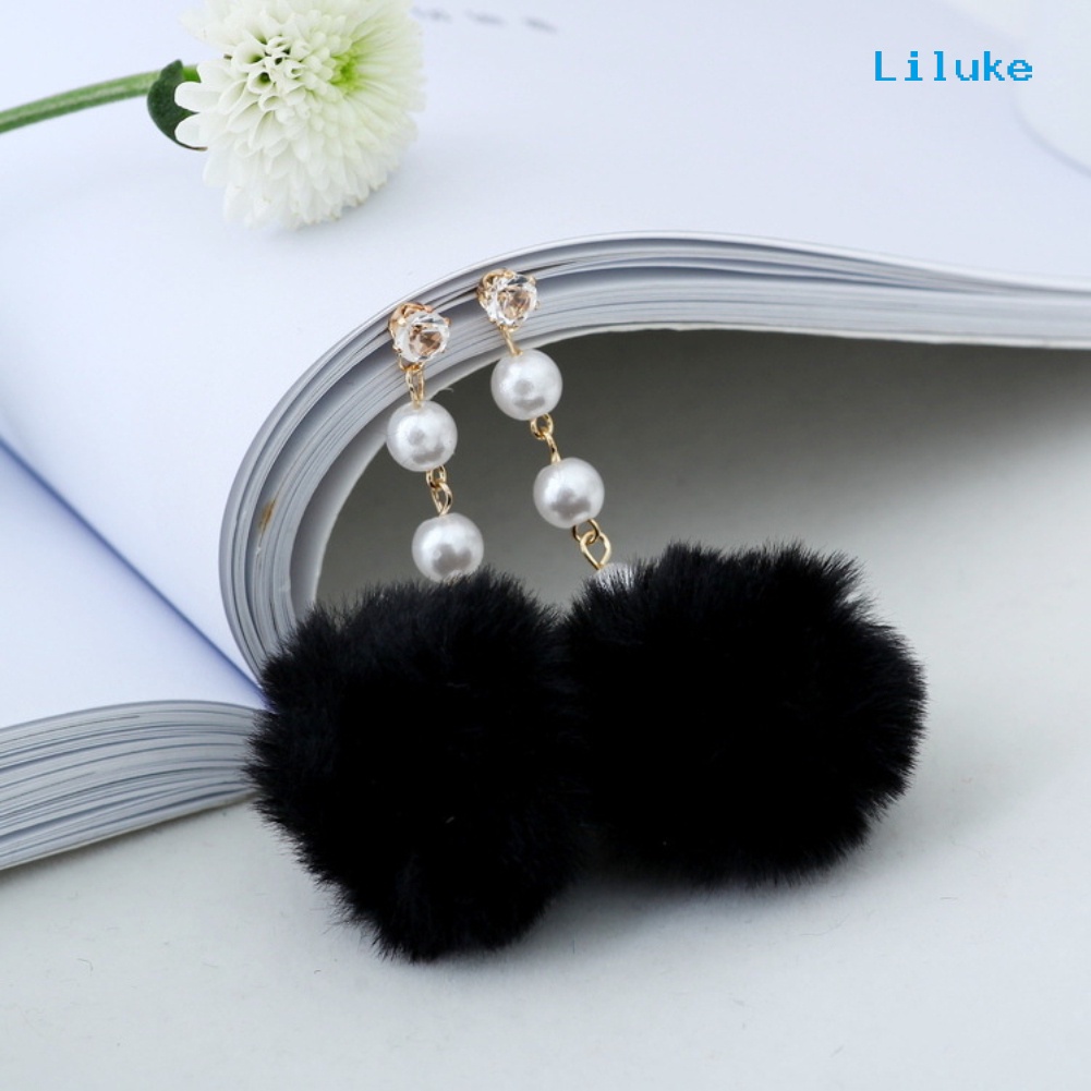 Bông Tai Dáng Dài Phối Cục Bông Xinh Xắn Đáng Yêu Cho Nữ