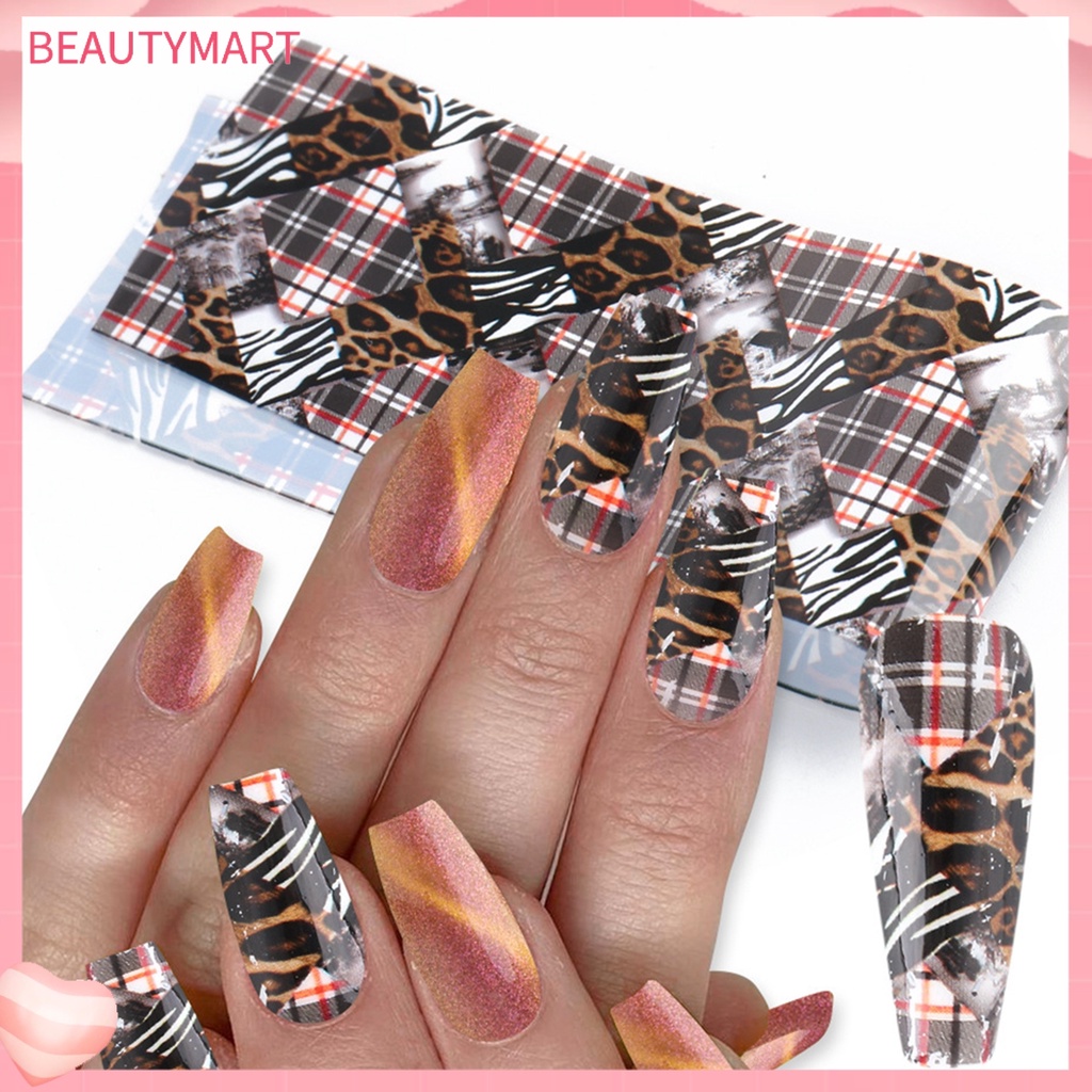 Set 10 Sticker Dán Móng Nghệ Thuật Họa Tiết Động Vật Graffiti