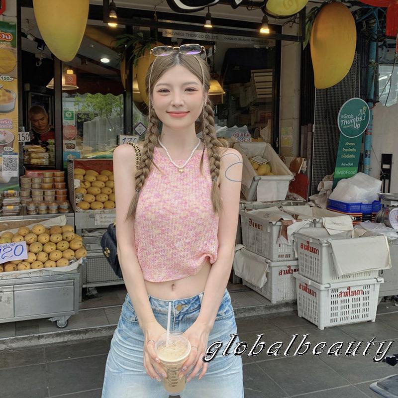 Áo Croptop Hai Dây Họa Tiết Kẻ Sọc Nhiều Màu Thời Trang Mùa Hè Cho Nữ