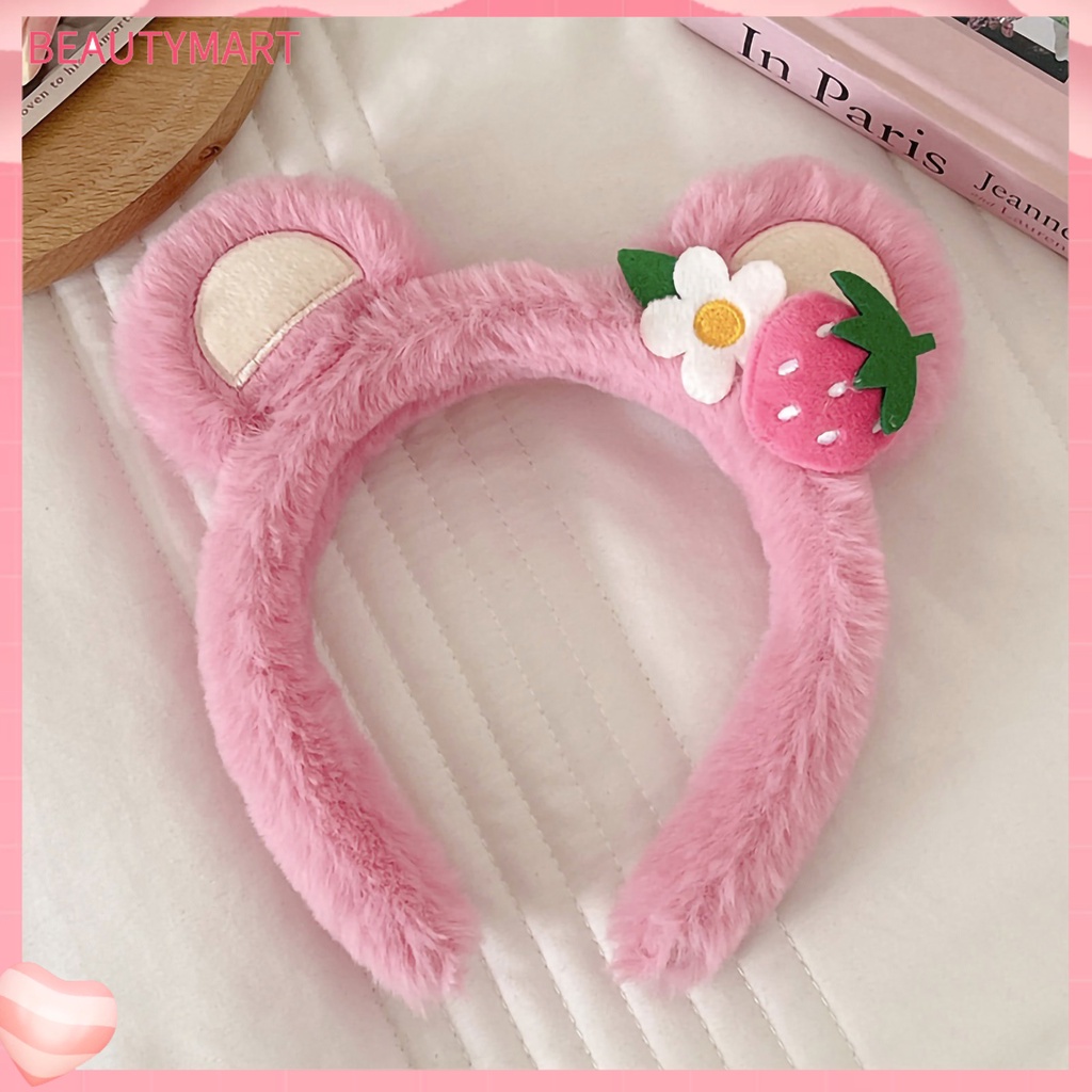 Băng Đô Cài Tóc Tai Gấu Bông Co Giãn Chống Trượt Dễ Thương Dành Cho Nữ