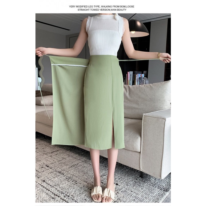 Chân Váy Chữ a Lưng Cao Xẻ Tà Một Mảnh Thời Trang Mùa Hè
