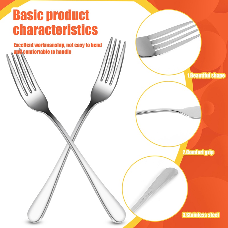 Bộ 24 Nĩa 7.1 Inch Bằng Thép Không Gỉ Mạ Bạc Tiện Dụng Cho Gia Đình