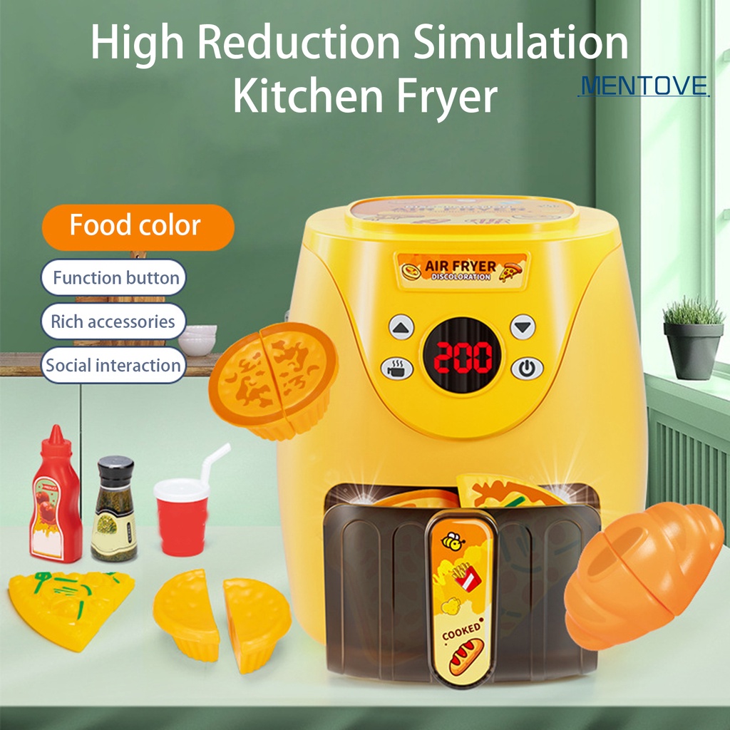 Set 16 Món Đồ Chơi Nồi Chiên Mô Phỏng Màn Hình LCD Thay Đổi Màu Sắc Cho Bé