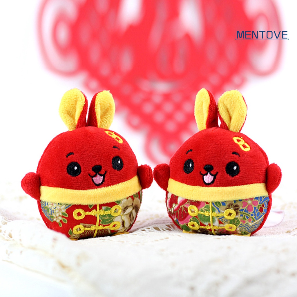 Móc Khóa Hình Thỏ Nhồi Bông 10cm Phong Cách Trung Hoa Mừng Năm Mới 2023